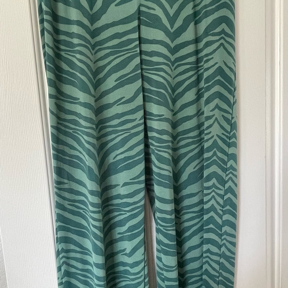 Green Zebra Print Pants